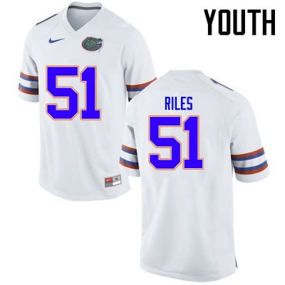 Youth Florida Gators #51 Antonio Riles NCAA Nike White Authentic Stitched College Football Jersey VLP5662MY